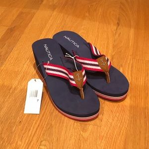 NWT Nautica Wedge Flip Flops